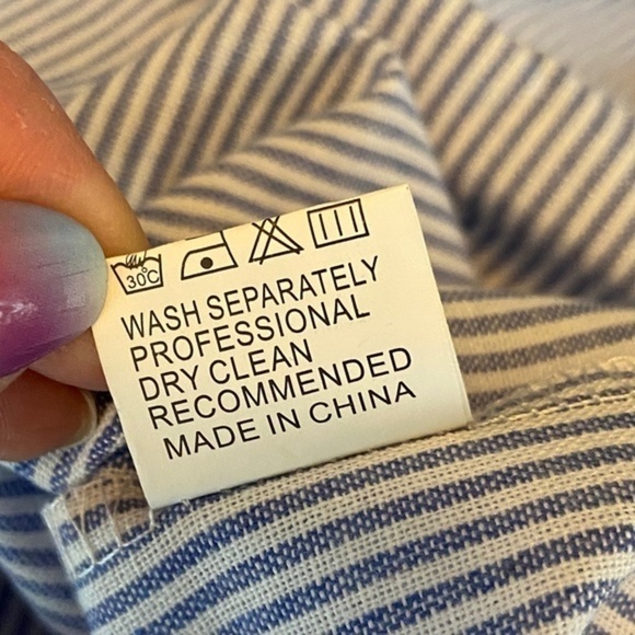 Fancyinn Dress Pinstripe Long Sleeve Shift Tunic Tiered with Pockets Size M - Picture 15 of 15